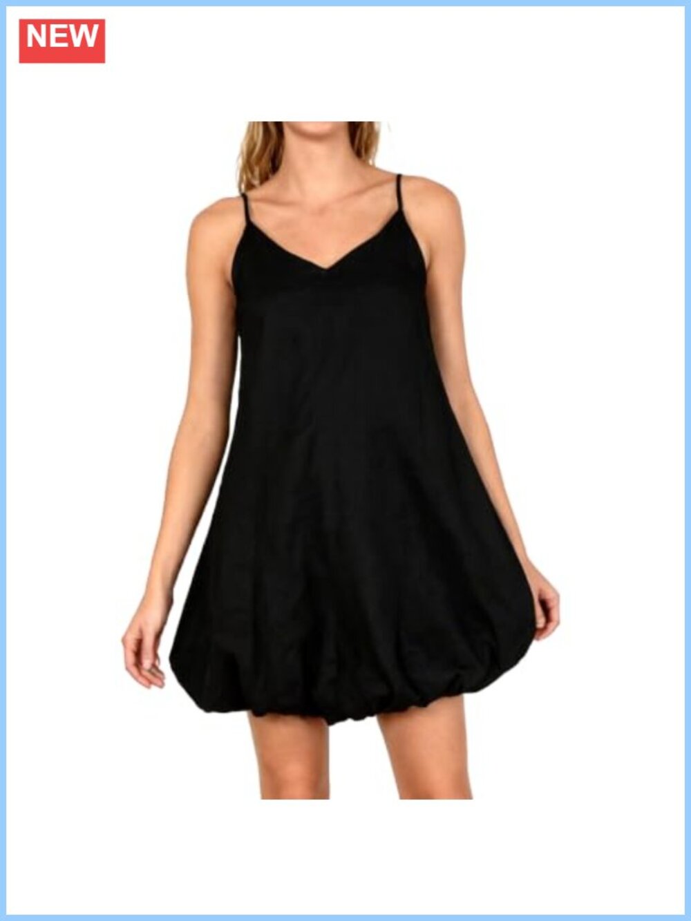100% Linen Mini Bubble Dress Spaghetti Strap Summer Casual